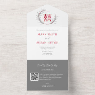 Modern Chinees Alles in een bruiloft uitnodiging (