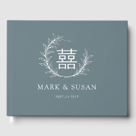 Modern Chinees Dubbel Geluk Bruiloft Gastenboek