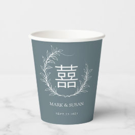 Modern Chinees Dubbel geluk Bruiloft Papieren Bekers