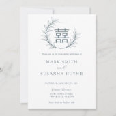 Modern Chinees Dubbel Geluk Bruiloft Uitnodiging (Voorkant)