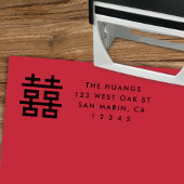 Modern Chinees dubbel geluk retouradres Zelfinktende Stempel