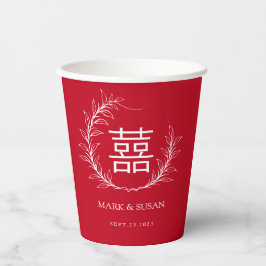 Modern Chinees Dubbel geluk Trouwpapier Cups Papieren Bekers