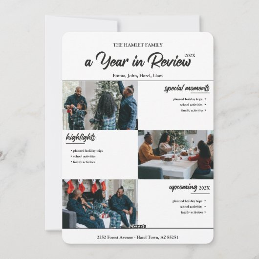 Modern Chinees kerstjaar in Review Feestdagenkaart (Achterkant)