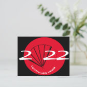 Modern Chinees nieuwjaar Fan Red 2022 Briefkaart (Staand voorkant)
