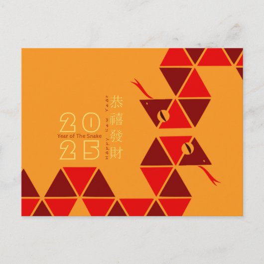 Modern Chinees Nieuwjaar Slang 2025 HPostCa Feestdagenkaart (Voorkant)