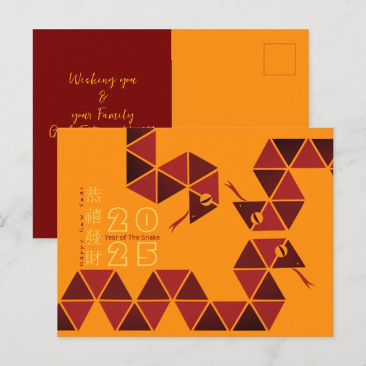 Modern Chinees Nieuwjaars Slang 2025 HPostCb Feestdagenkaart (Voorkant / Achterkant)