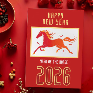 Modern Chinees Paard Nieuwjaar 2026 Feestdagenkaart