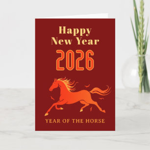 Modern Chinees Paard Nieuwjaar 2026 Kaart