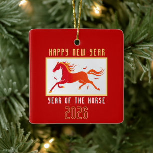 Modern Chinees Paard Nieuwjaar 2026  Keramisch Ornament