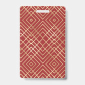 Modern Chinees rood kunstdeco Geometric Pattern Badge (Achterkant)