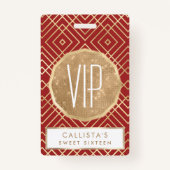 Modern Chinees rood kunstdeco Geometric Pattern Badge (Voorkant)