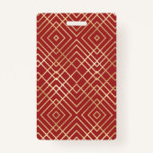 Modern Chinees rood kunstdeco Geometric Pattern Badge (Achterkant)