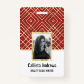 Modern Chinees rood kunstdeco Geometric Pattern Badge (Voorkant)