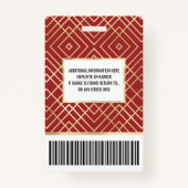 Modern Chinees rood kunstdeco Geometric Pattern Badge (Achterkant)