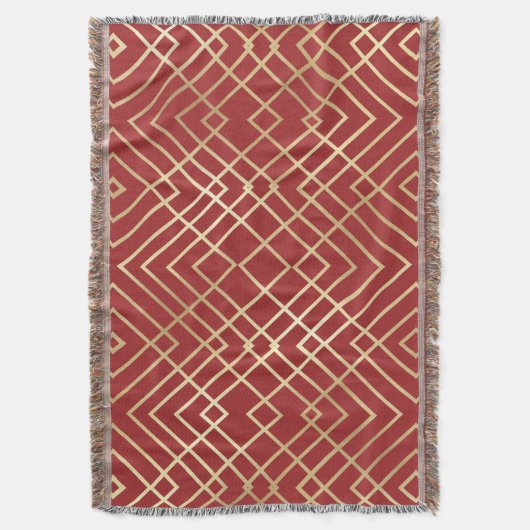 Modern Chinees rood kunstdeco Geometric Pattern Deken (Voorkant Verticaal)