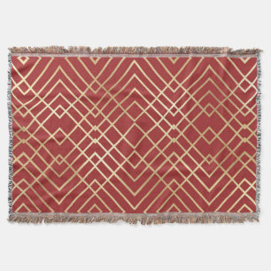 Modern Chinees rood kunstdeco Geometric Pattern Deken