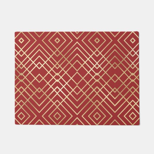 Modern Chinees rood kunstdeco Geometric Pattern Deurmat (Voorkant)