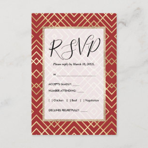 Modern Chinees rood kunstdeco Geometric Pattern Informatiekaartje