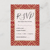 Modern Chinees rood kunstdeco Geometric Pattern Informatiekaartje (Voorkant)