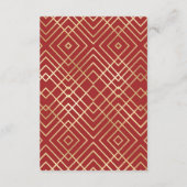 Modern Chinees rood kunstdeco Geometric Pattern Informatiekaartje (Achterkant)