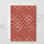 Modern Chinees rood kunstdeco Geometric Pattern Kaart (Achterkant)