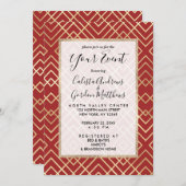 Modern Chinees rood kunstdeco Geometric Pattern Kaart (Voorkant / Achterkant)