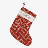 Modern Chinees rood kunstdeco Geometric Pattern Kleine Kerstsok (Voorkant (Hangend))
