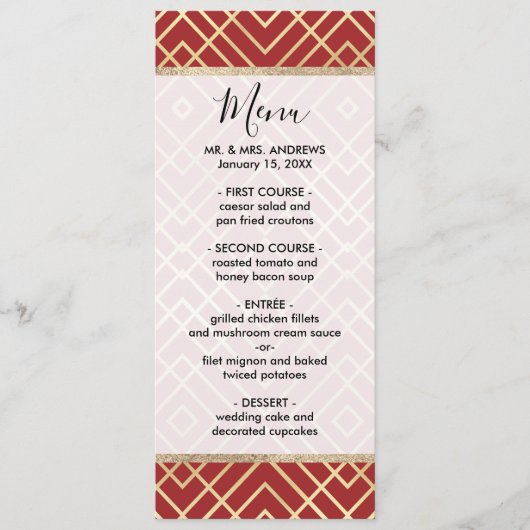 Modern Chinees rood kunstdeco Geometric Pattern Menu (Voorkant)