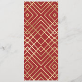 Modern Chinees rood kunstdeco Geometric Pattern Menu (Achterkant)