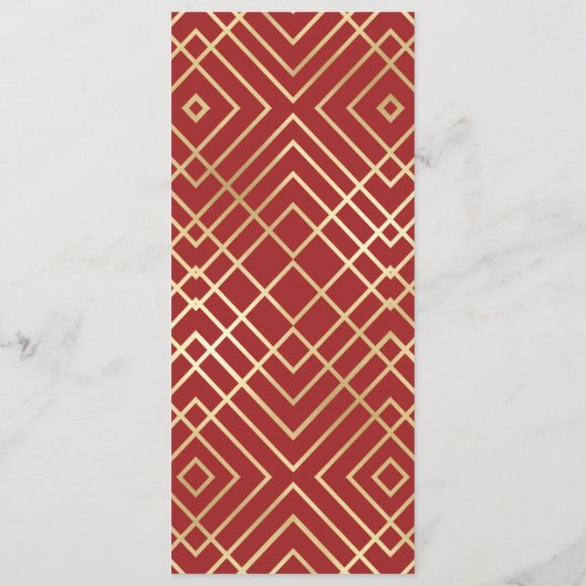 Modern Chinees rood kunstdeco Geometric Pattern Menu (Achterkant)