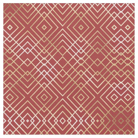 Modern Chinees rood kunstdeco Geometric Pattern Stof (Close Up)