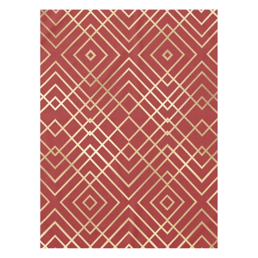 Modern Chinees rood kunstdeco Geometric Pattern Tafelkleed (Voorkant)