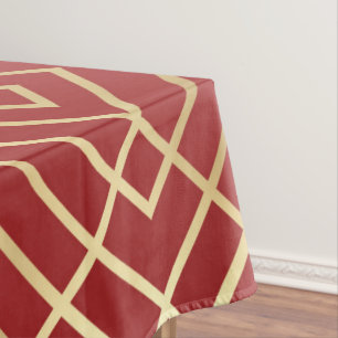 Modern Chinees rood kunstdeco Geometric Pattern Tafelkleed