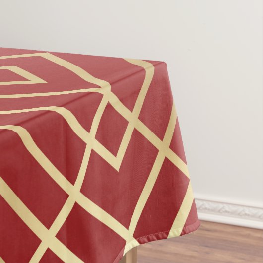 Modern Chinees rood kunstdeco Geometric Pattern Tafelkleed (Voorbeeld)