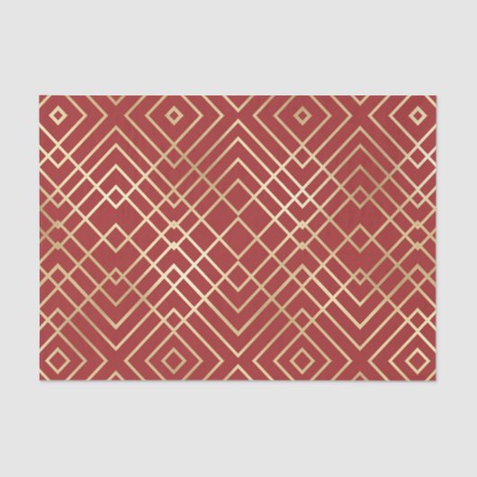 Modern Chinees rood kunstdeco Geometric Pattern Tissuepapier (Voorkant)