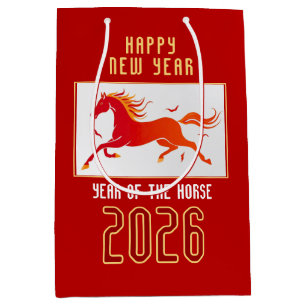 Modern Chinees Vuur Paard Nieuwjaar 2026 Medium Cadeauzakje