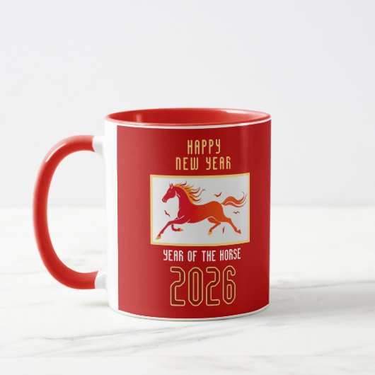 Modern Chinees Vuur Paard Nieuwjaar 2026 Mok (Links)