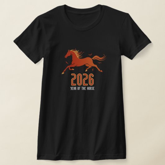 Modern Chinese Fire Horse New Year 2026 T-shirt (Laagn)