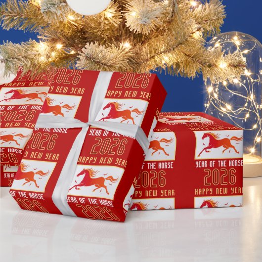 Modern Chinese Horse New Year 2026 Cadeaupapier (Feestdagen)