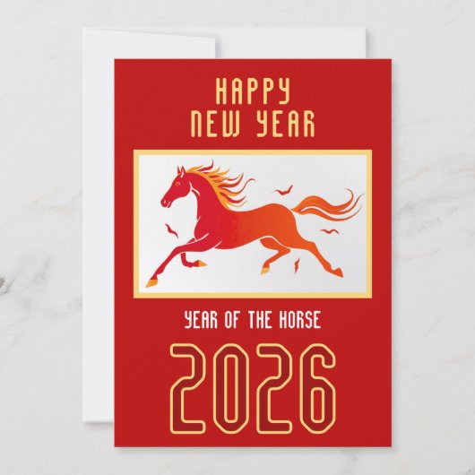 Modern Chinese Horse New Year 2026 Feestdagenkaart (Voorkant)