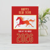 Modern Chinese Horse New Year 2026 Feestdagenkaart (Staand voorkant)