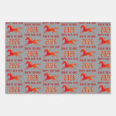 Modern Chinese Horse New Year 2026  Inpakpapier Vel (Voorkant 2)