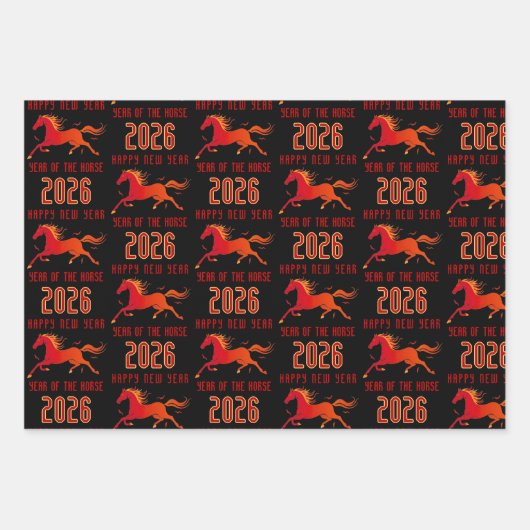 Modern Chinese Horse New Year 2026  Inpakpapier Vel (Voorkant)