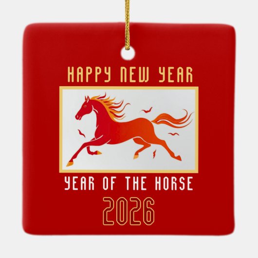 Modern Chinese Horse New Year 2026  Keramisch Ornament (Achterkant)