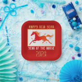 Modern Chinese Horse New Year 2026  Papieren Bordje (Feest)
