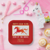 Modern Chinese Horse New Year 2026  Papieren Bordje (Feest)