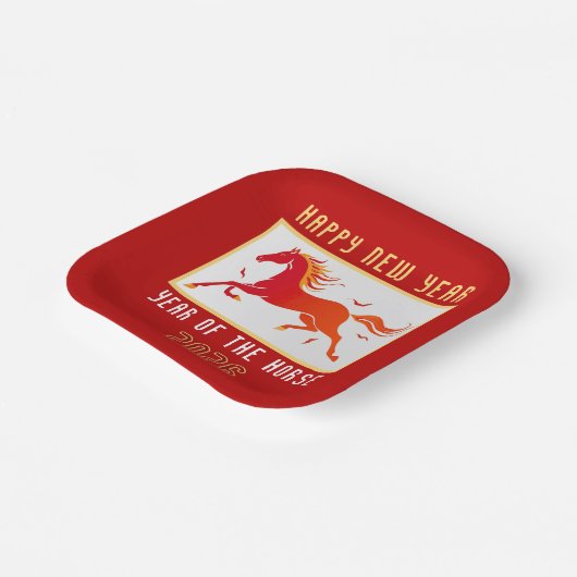 Modern Chinese Horse New Year 2026  Papieren Bordje (Gebogen)