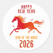 Modern Chinese Horse New Year 2026  Ronde Sticker (Voorkant)