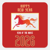 Modern Chinese Horse New Year 2026  Vierkante Sticker (Voorkant)