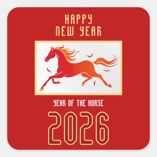 Modern Chinese Horse New Year 2026  Vierkante Sticker (Voorkant)